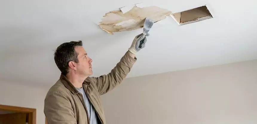 Ceiling Water Stain and Drywall Repair in Overland Park